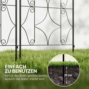 Rankgitter Rankhilfe 2er Set rostfrei für Kletterpflanzen Metall schwarz