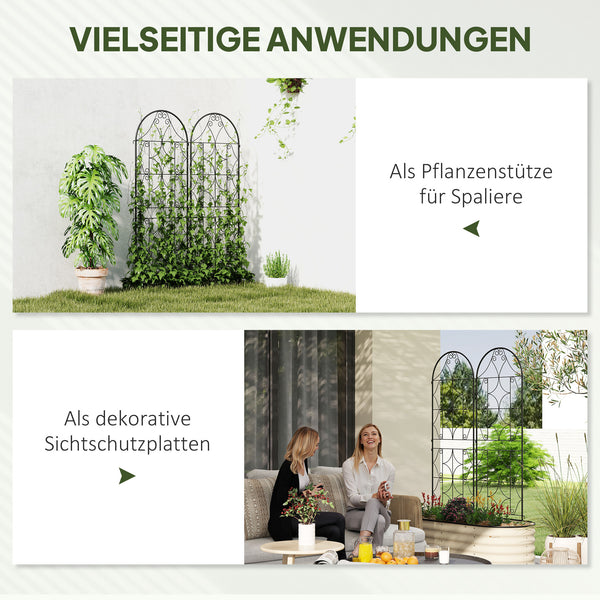 Rankgitter Rankhilfe 2er Set rostfrei für Kletterpflanzen Metall schwarz