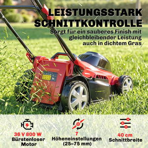 Rasenmäher Elektro mit 45L Fangkorb 800W 40cm Schnittbreite