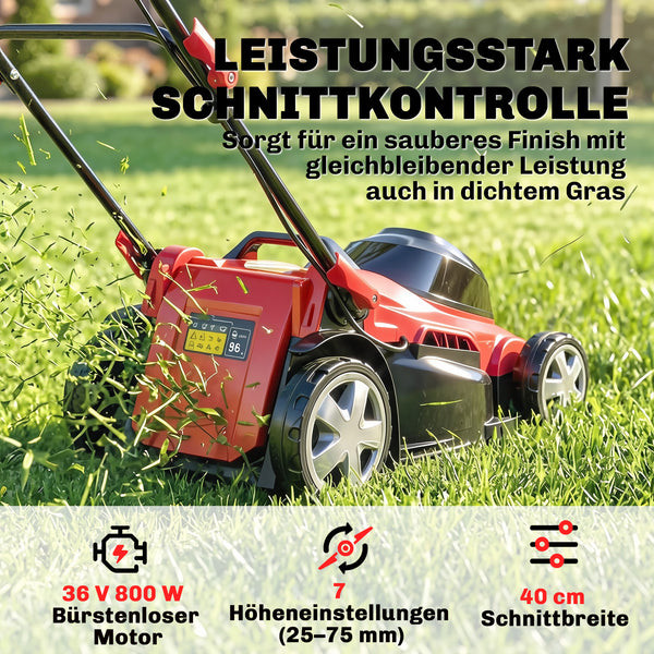 Rasenmäher Elektro mit 45L Fangkorb 800W 40cm Schnittbreite