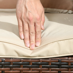 Rattan Garten Loungesofa Dreisitzer mit Kissen Braun