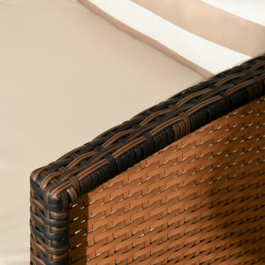 Rattan Garten Loungesofa Dreisitzer mit Kissen Braun