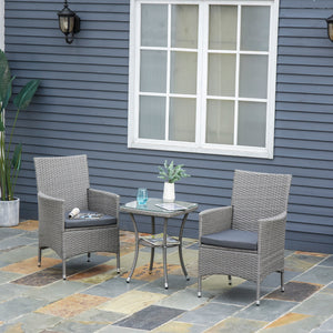 Rattan Gartenmöbel Set 3-tlg mit Tisch