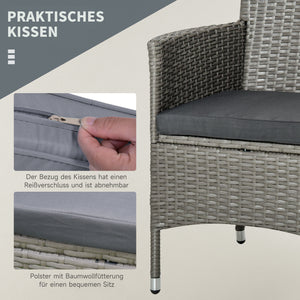 Rattan Gartenmöbel Set 3-tlg mit Tisch