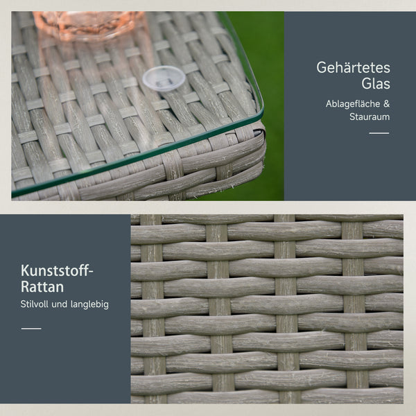 Rattan Gartenmöbel Set 3-tlg mit Tisch
