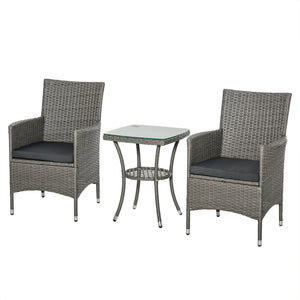 Rattan Gartenmöbel Set 3-tlg mit Tisch