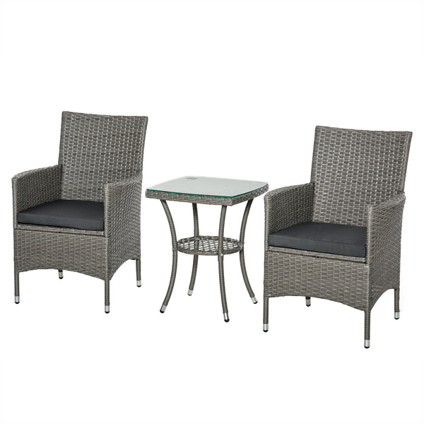 Rattan Gartenmöbel Set 3-tlg mit Tisch