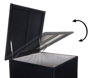 Rattan Lounge Sitzgruppe mit extra Kissenbox Anthrazit Kissen grau