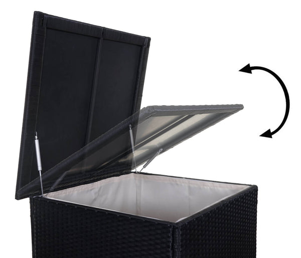 Rattan Lounge Sitzgruppe mit extra Kissenbox Anthrazit Kissen grau
