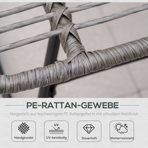 Rattan Relaxsessel Gartensessel mit Fusshocker Outdoor grau