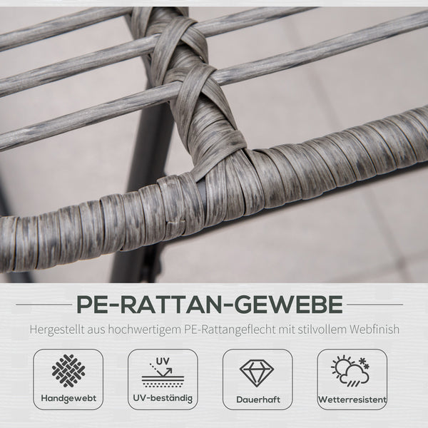 Rattan Relaxsessel Gartensessel mit Fusshocker Outdoor grau