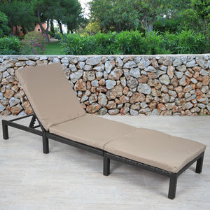 Rattan Sonnenliege Liegestuhl ~ Basic anthrazit, Kissen creme