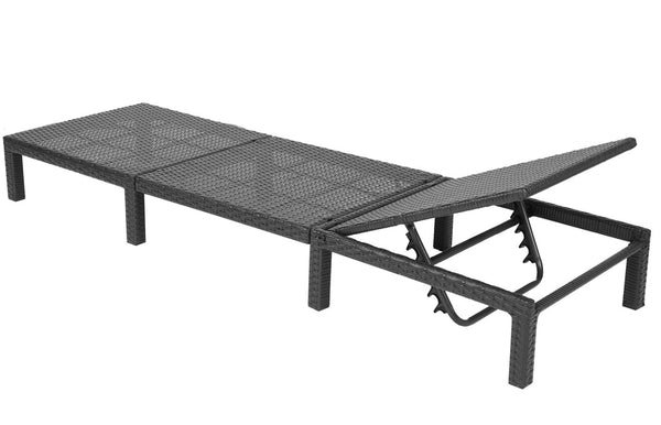 Rattan Sonnenliege Liegestuhl ~ Basic anthrazit, Kissen grau