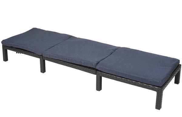 Rattan Sonnenliege Liegestuhl ~ Basic anthrazit, Kissen grau