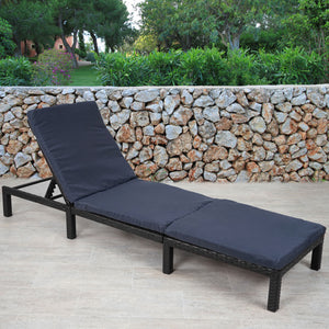 Rattan Sonnenliege Liegestuhl ~ Basic anthrazit, Kissen grau