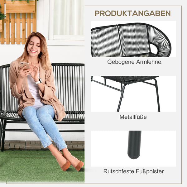 Rattansessel Relaxsessel Boho-Stil für Wohnzimmer schwarz