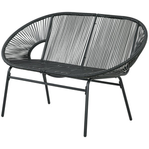 Rattansessel Relaxsessel Boho-Stil für Wohnzimmer schwarz