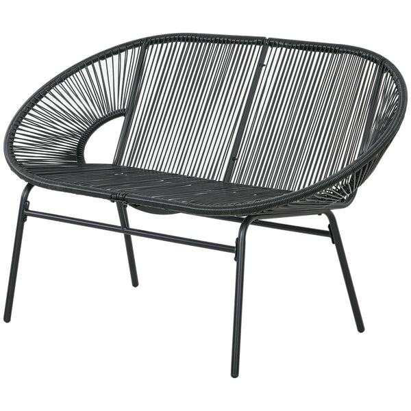 Rattansessel Relaxsessel Boho-Stil für Wohnzimmer schwarz