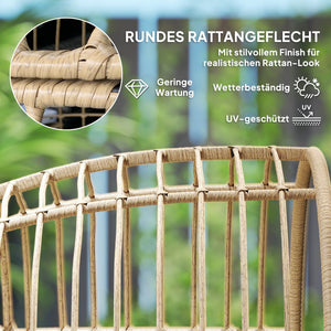 Rattansessel ei-förmig mit Kissen Outdoor Garten beige