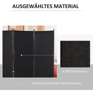 Raumteiler Sichtschutz 3-teilig mit Metallrahmen schwarz
