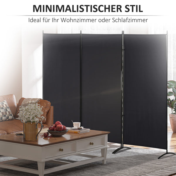 Raumteiler Sichtschutz 3-teilig mit Metallrahmen schwarz