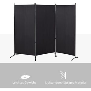 Raumteiler Sichtschutz 3-teilig mit Metallrahmen schwarz