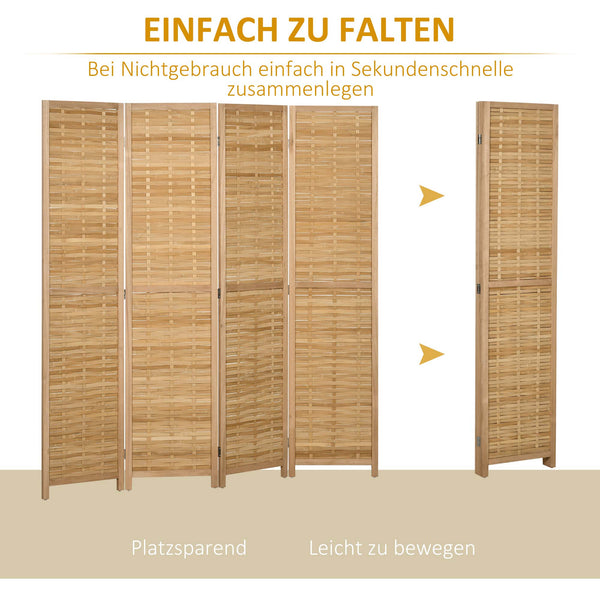 Raumteiler Sichtschutz faltbar für Wohnzimmer Schlafzimmer Bambus