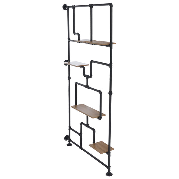Raumteiler mit Regal Wohnregal Industrial Metall 203x100x20cm braun