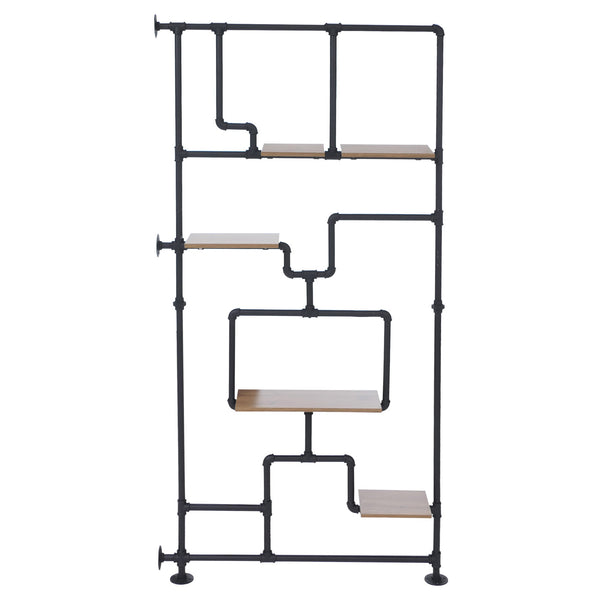 Raumteiler mit Regal Wohnregal Industrial Metall 203x100x20cm braun