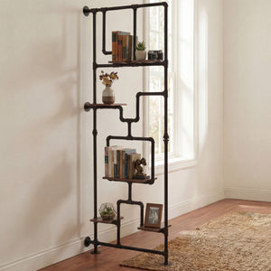 Raumteiler mit Regal Wohnregal Industrial Metall 203x80x20cm braun