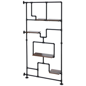Raumteiler mit Regal Wohnregal Industrial Metall 203x100x20cm dunkelbraun