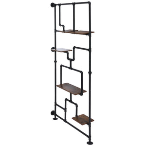 Raumteiler mit Regal Wohnregal Industrial Metall 203x100x20cm dunkelbraun