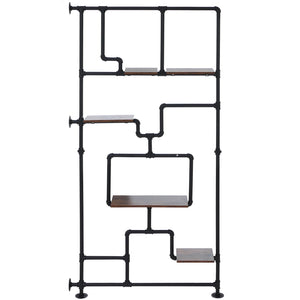 Raumteiler mit Regal Wohnregal Industrial Metall 203x100x20cm dunkelbraun
