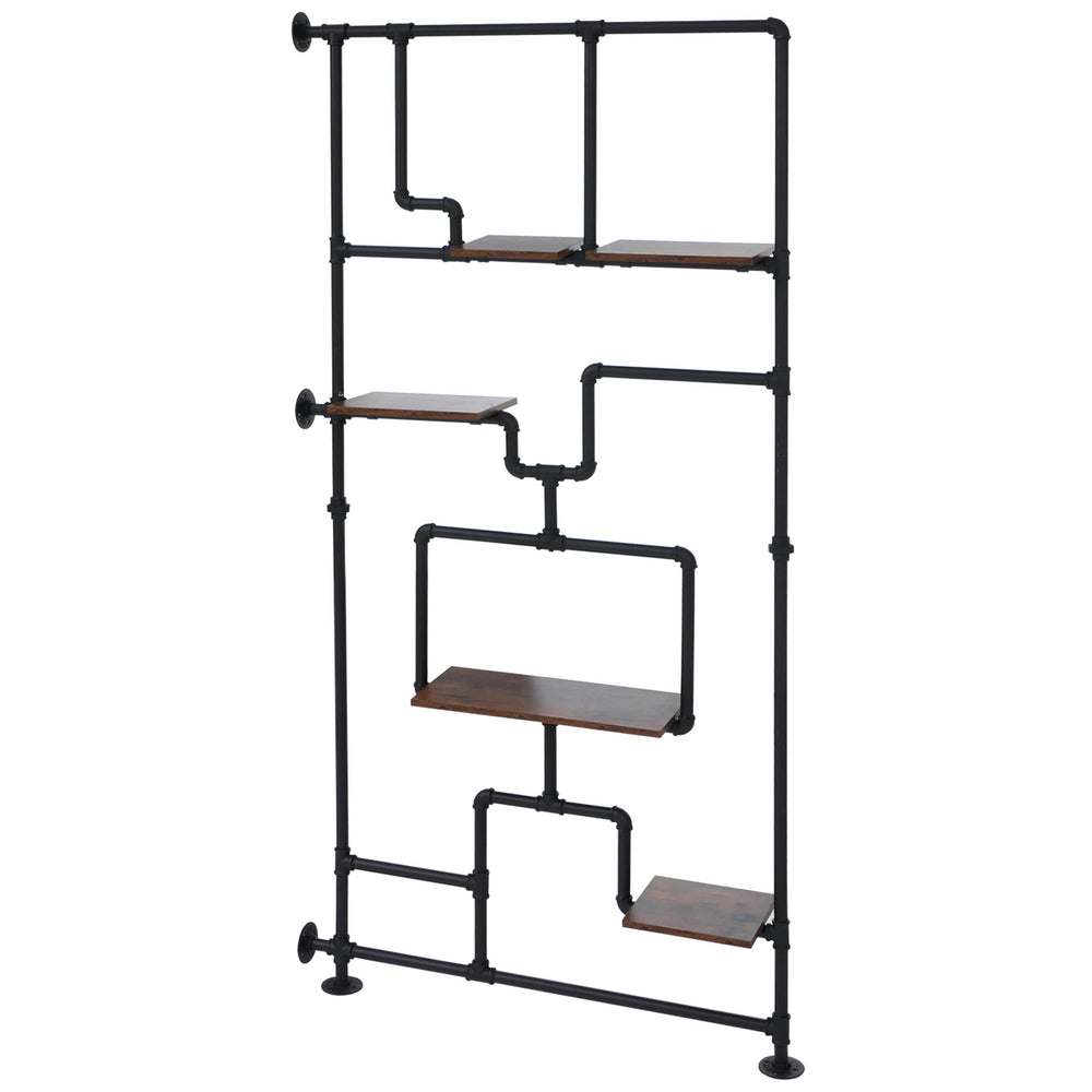 Raumteiler mit Regal Wohnregal Industrial Metall 203x100x20cm dunkelbraun