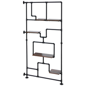 Raumteiler mit Regal Wohnregal Industrial Metall 203x100x20cm dunkelbraun