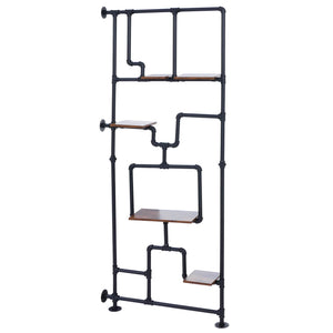 Raumteiler mit Regal Wohnregal Industrial Metall 203x80x20cm dunkelbraun