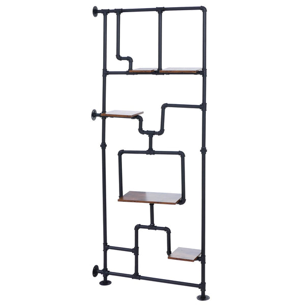 Raumteiler mit Regal Wohnregal Industrial Metall 203x80x20cm dunkelbraun