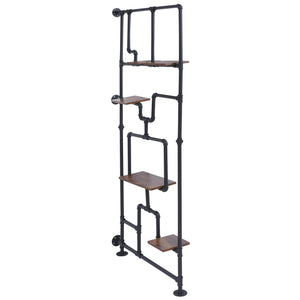 Raumteiler mit Regal Wohnregal Industrial Metall 203x80x20cm dunkelbraun
