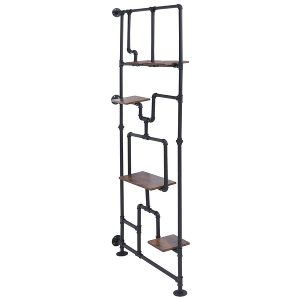 Raumteiler mit Regal Wohnregal Industrial Metall 203x80x20cm dunkelbraun