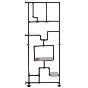 Raumteiler mit Regal Wohnregal Industrial Metall 203x80x20cm dunkelbraun