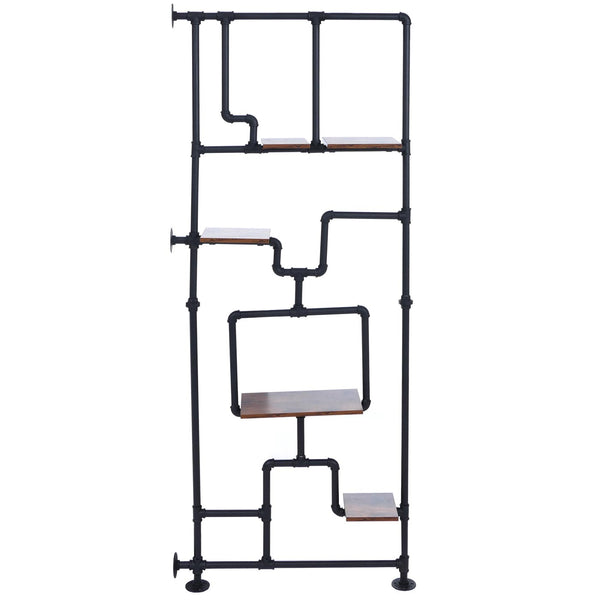 Raumteiler mit Regal Wohnregal Industrial Metall 203x80x20cm dunkelbraun