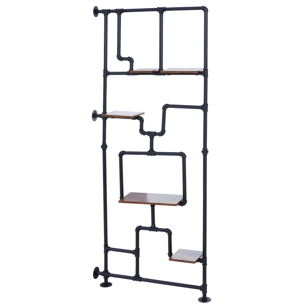 Raumteiler mit Regal Wohnregal Industrial Metall 203x80x20cm dunkelbraun