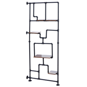 Raumteiler mit Regal Wohnregal Industrial Metall 203x80x20cm dunkelbraun