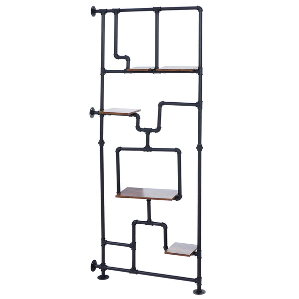 Raumteiler mit Regal Wohnregal Industrial Metall 203x80x20cm dunkelbraun