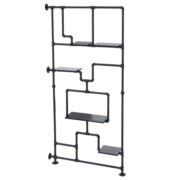 Raumteiler mit Regal Wohnregal Industrial Metall 203x100x20cm schwarz