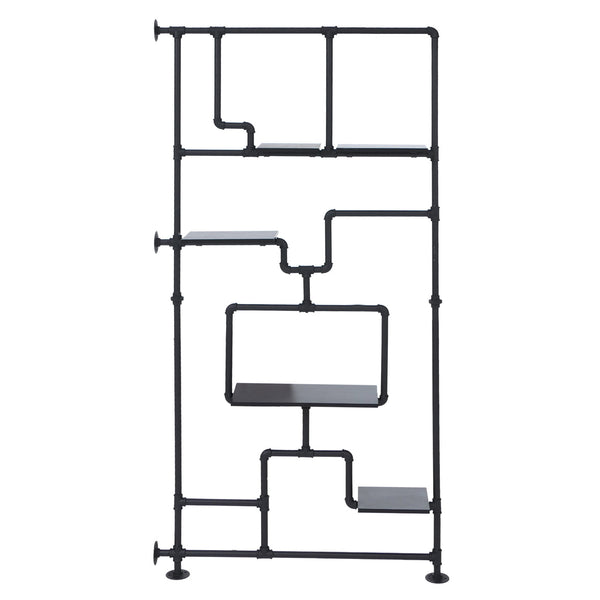 Raumteiler mit Regal Wohnregal Industrial Metall 203x100x20cm schwarz