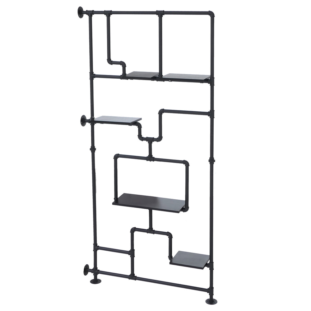 Raumteiler mit Regal Wohnregal Industrial Metall 203x100x20cm schwarz