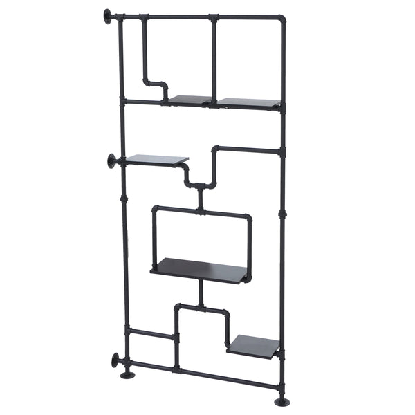 Raumteiler mit Regal Wohnregal Industrial Metall 203x100x20cm schwarz