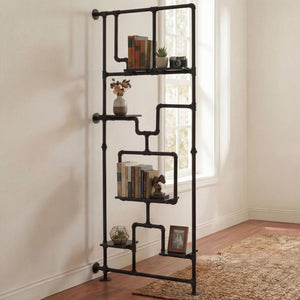 Raumteiler mit Regal Wohnregal Industrial Metall 203x80x20cm schwarz