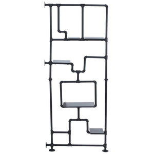 Raumteiler mit Regal Wohnregal Industrial Metall 203x80x20cm schwarz
